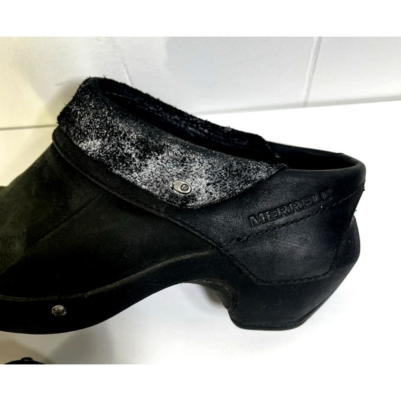 Merrell Luxe Wrap Black Studded Leather Mules Clogs Comfort Shoes Size 36 US 6 - Picture 8 of 11